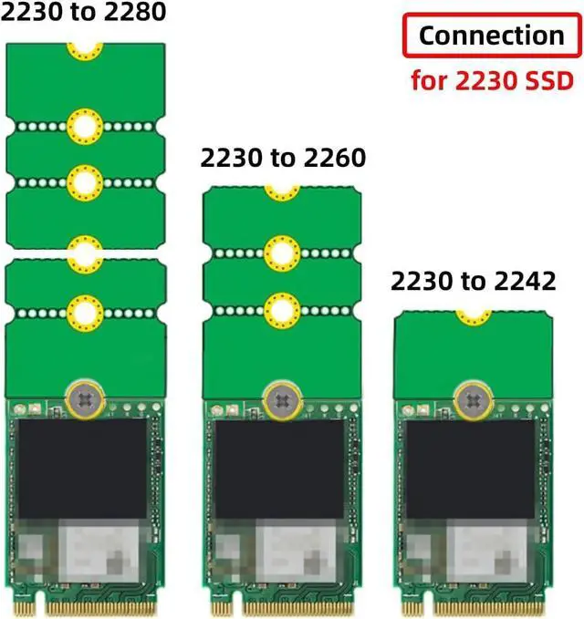 Alt view image 2 of 7 - 2 Pack M.2 2230 to 2242 to 2260 to 2280 Convertor Card NVME NGFF SSD Extended Adapter