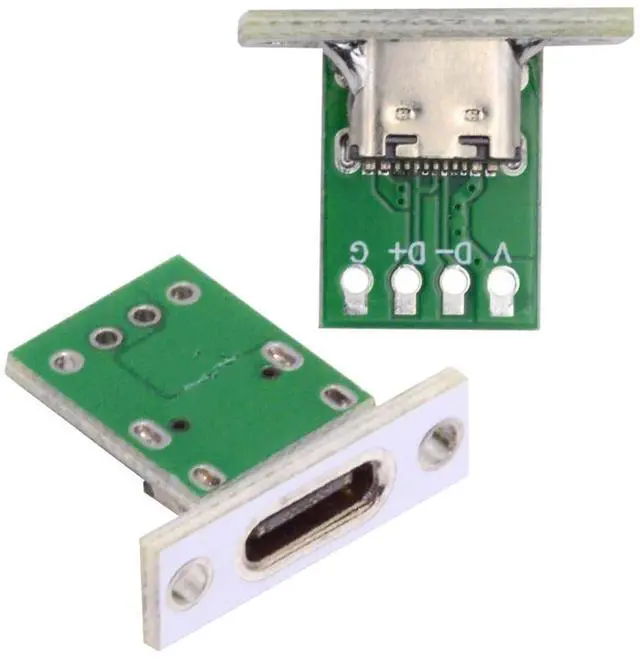 Alt view image 7 of 7 - 5 Pack USB C DIY Connector USB C 24Pin Female Socket Port Repair Replacement Solder Adapter with Panel Mount Screw Hole
