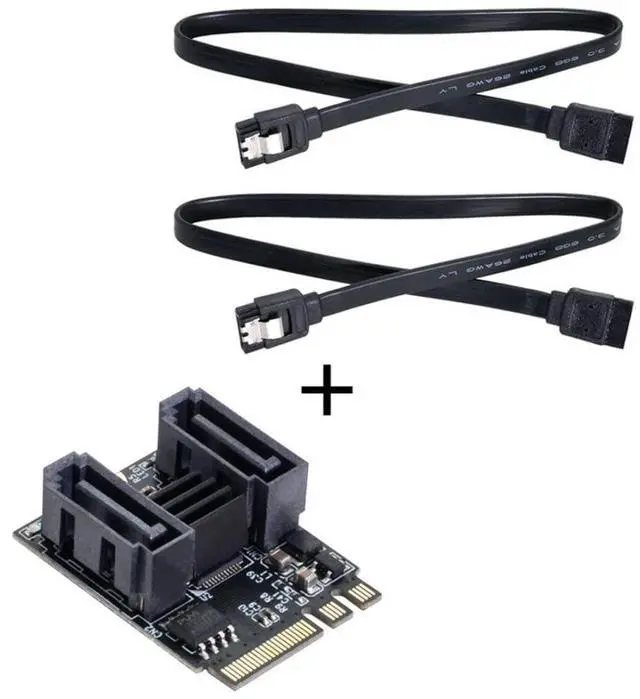 Alt view image 6 of 7 - PCIE 3.0 M.2(A+E Key) to 2 SATA 3.0 Extension Card Adapter for Motherboard SATA Hard Drive Port Extension