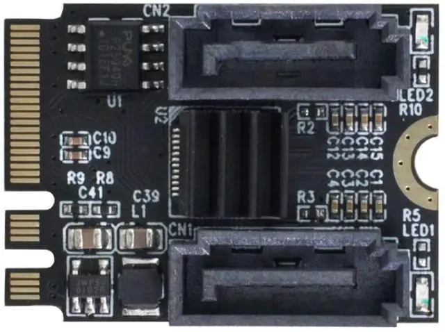 Alt view image 7 of 7 - PCIE 3.0 M.2(A+E Key) to 2 SATA 3.0 Extension Card Adapter for Motherboard SATA Hard Drive Port Extension