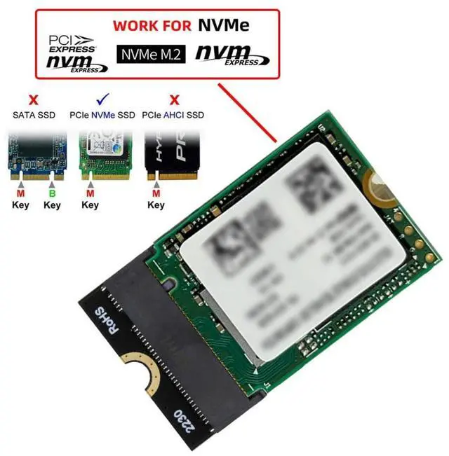 Alt view image 4 of 7 - M.2(A+E Key) 2230MM to NVME M-Key Extension Card Adapter for Motherboard NVME SSD Hard Drive Port Extension 2230/2242/2260/2280MM