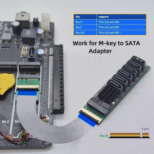 Alt view image 3 of 7 - M.2(A+E Key) 2230MM to NVME M-Key Extension Card Adapter for Motherboard NVME SSD Hard Drive Port Extension 2230/2242/2260/2280MM with 15cm Flat Cable