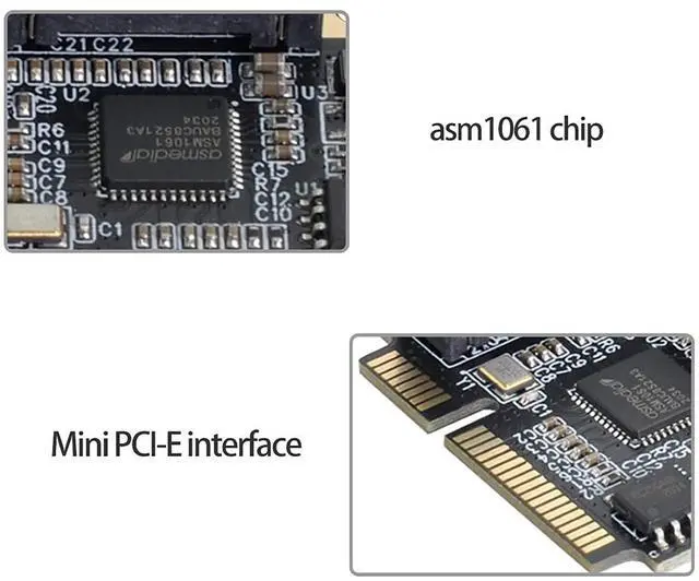 Alt view image 5 of 7 - Mini PCIE to 2 SATA 3.0 Extension Card Adapter for Motherboard SATA Hard Drive Port Extension