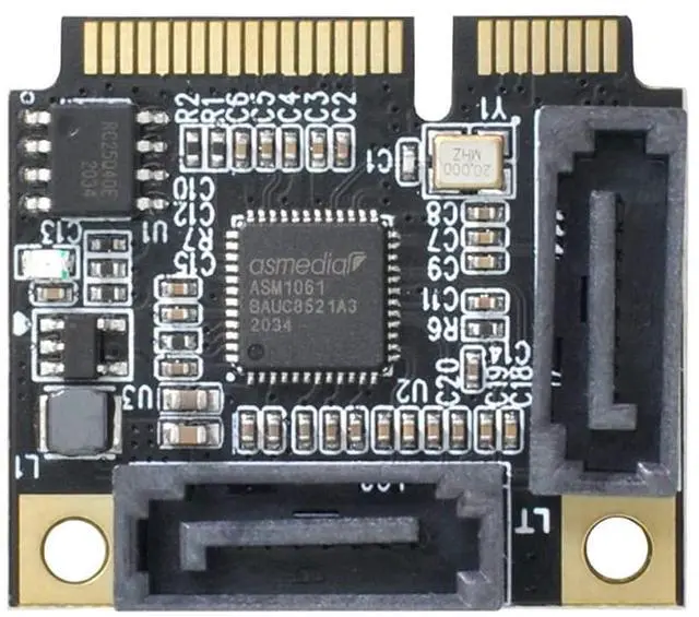 Alt view image 7 of 7 - Mini PCIE to 2 SATA 3.0 Extension Card Adapter for Motherboard SATA Hard Drive Port Extension