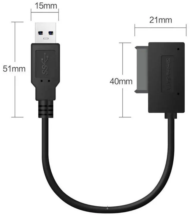 Alt view image 5 of 7 - USB 3.0 to 7+6 13Pin Slimline SATA Cable Adapter for Laptop CD DVD ROM Optical Drive