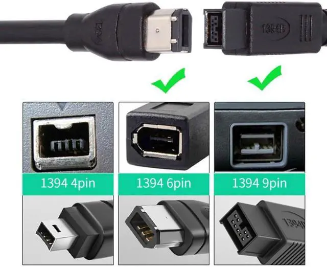 Alt view image 5 of 6 - 9 PIN / 6 PIN BETA FireWire 800 - FireWire 400 9-6 Cable IEEE 1394B 1.8m Black
