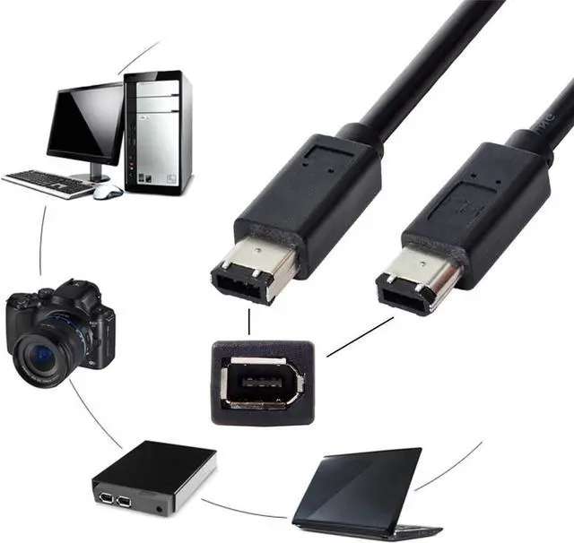 Alt view image 2 of 7 - FireWire IEEE 1394 6 Pin to 6Pin FireWire 400 to 400 6-6 ilink Cable 1.8m Black