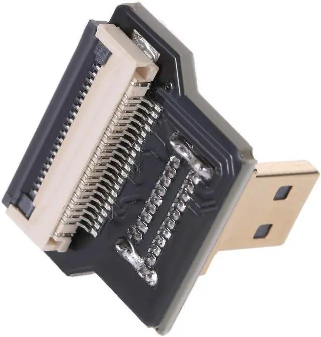 Alt view image 2 of 7 - FPC 20Pin Micro HDMI Flat Male 90 Degree Down Angled Connector for Ribbon Cable,Raspberry Pi, GoPro,Mini Display, Drone, Camera, Gimbal