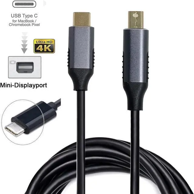 Alt view image 7 of 7 - USB C to Mini DisplayPort Gold Plating Cable Support 4K@60Hz for Thunderbolt 3 Port Laptop 5.91FT/1.8M (Not Support Thunderbolt 2)