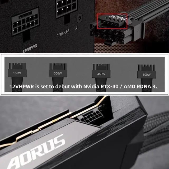 Alt view image 6 of 7 - ATX3.0 PCIe 5.0 12VHPWR Power Modular Cable 16Pin to 16Pin for 3080 3090TI PSU 12+4Pin Graphics Card