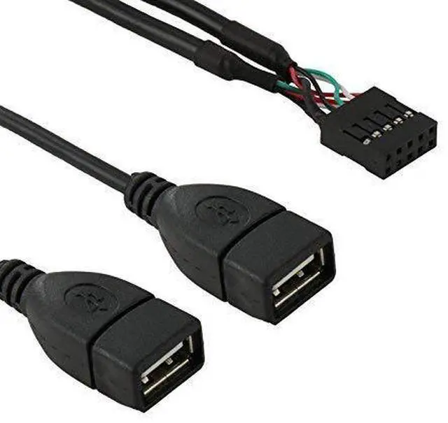 Alt view image 2 of 5 - USB 2.0 Front Panel Header 9/10Pin 1 Male to 2 USB 2.0 Female Y Splitter Mainboard Header Port Extension Cable Adapter