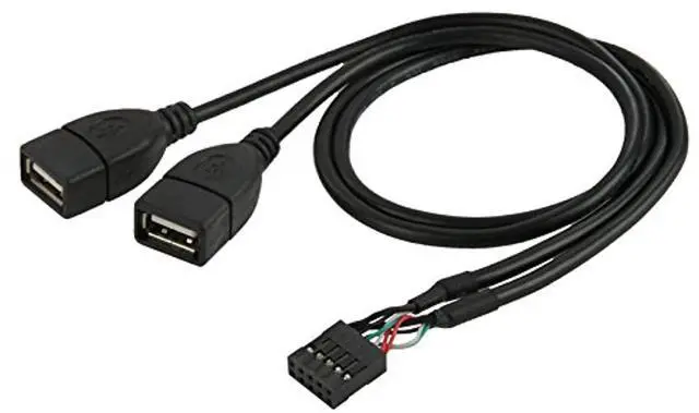 Main image of USB 2.0 Front Panel Header 9/10Pin 1 Male to 2 USB 2.0 Female Y Splitter Mainboard Header Port Extension Cable Adapter