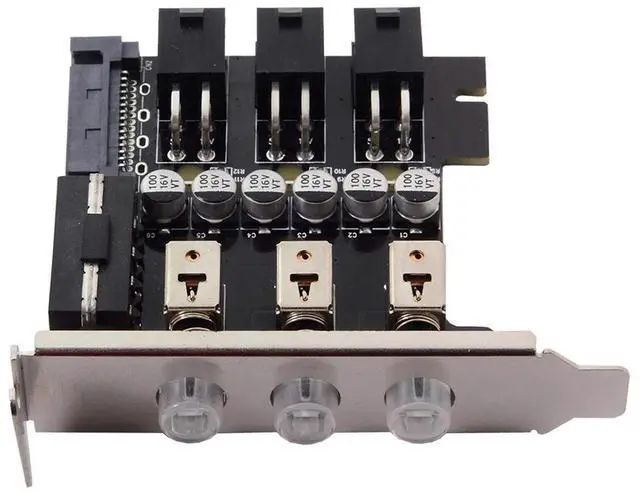 Alt view image 4 of 7 - 3 SATA HDD SSD Hard Drive Power Switch Selector Module Control System with 80mm Low Profile Bracket