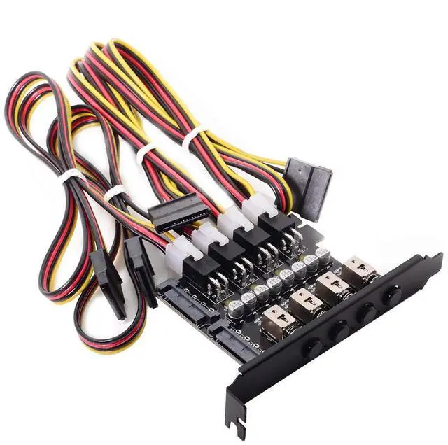 Alt view image 7 of 7 - 4 SATA HDD SSD Hard Drive Power Switch Selector Module Control System with 120mm PCI Bracket