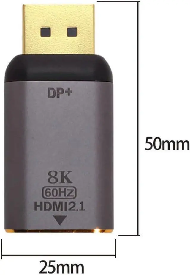 Alt view image 6 of 7 - DP DisplayPort 1.4 Source Male to HDMI 2.0 Display 8K 60hz UHD 4K Female Monitor Connector Adapter