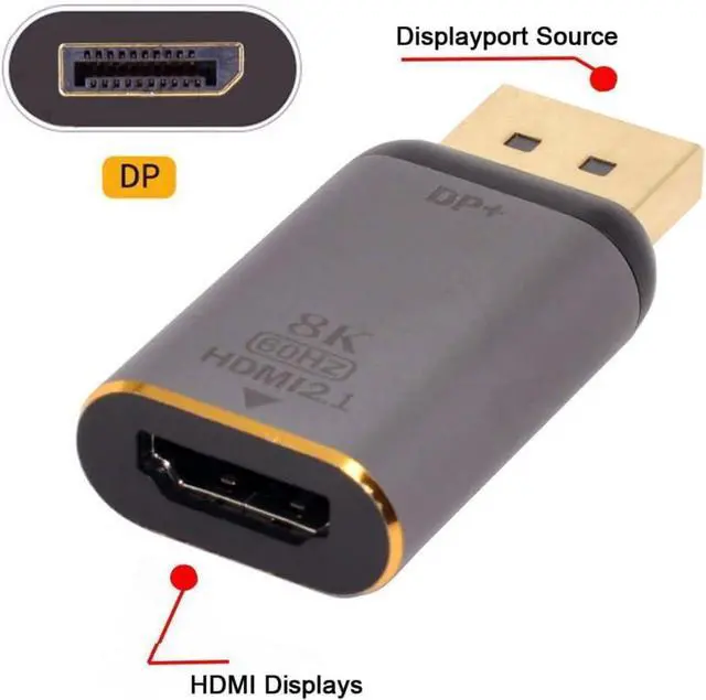 Alt view image 5 of 7 - DP DisplayPort 1.4 Source Male to HDMI 2.0 Display 8K 60hz UHD 4K Female Monitor Connector Adapter