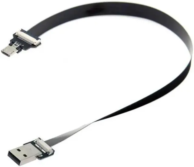 Alt view image 2 of 7 - USB 2.0 Type-A Male to Micro USB 5Pin Male Data Flat Slim FPC Cable for FPV and Disk and Phone 3.3ft