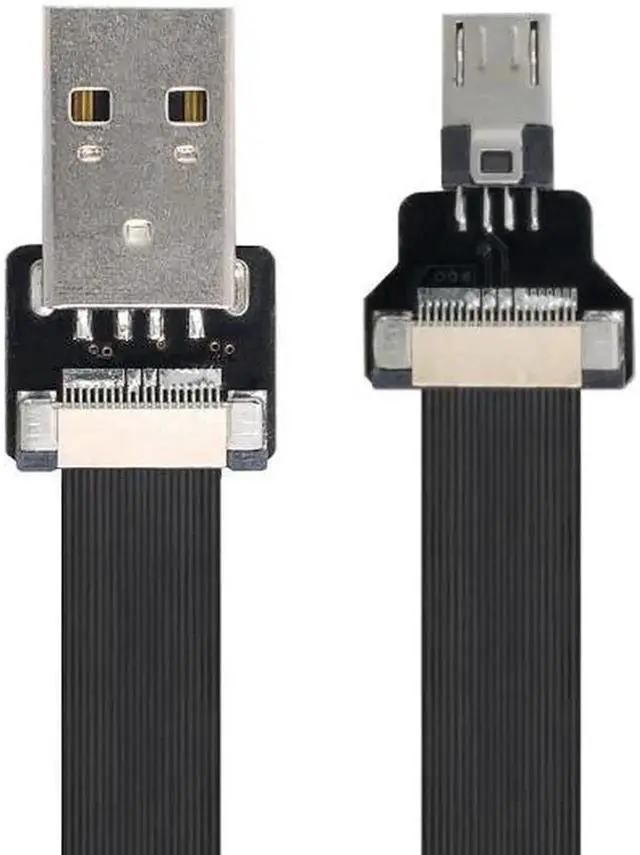 Main image of USB 2.0 Type-A Male to Micro USB 5Pin Male Data Flat Slim FPC Cable for FPV and Disk and Phone 3.3ft