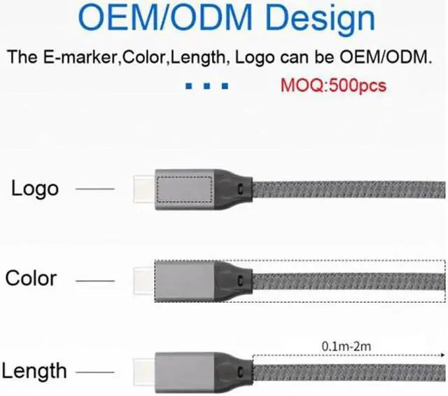 Main image of 10Gbps USB-C USB 3.1 Type C Gen2 Male to Male Data Video 100W Cable with E-marker for Tablet and Phone and Laptop