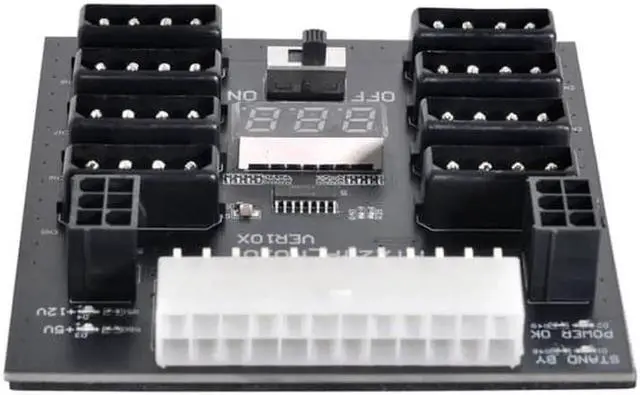Alt view image 7 of 7 - ATX PSU Server Power Board 24Pin to IDE 8x 4Pin +2x 6Pin Power Supply Board for CHIA ETH BTC Mining Miner