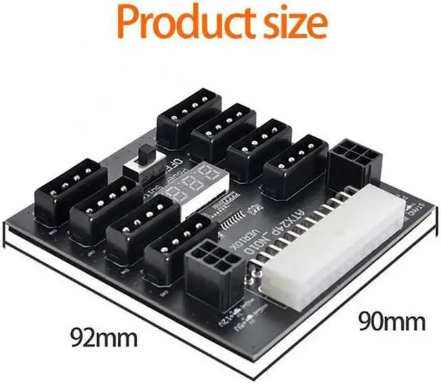 Alt view image 5 of 7 - ATX PSU Server Power Board 24Pin to IDE 8x 4Pin +2x 6Pin Power Supply Board for CHIA ETH BTC Mining Miner