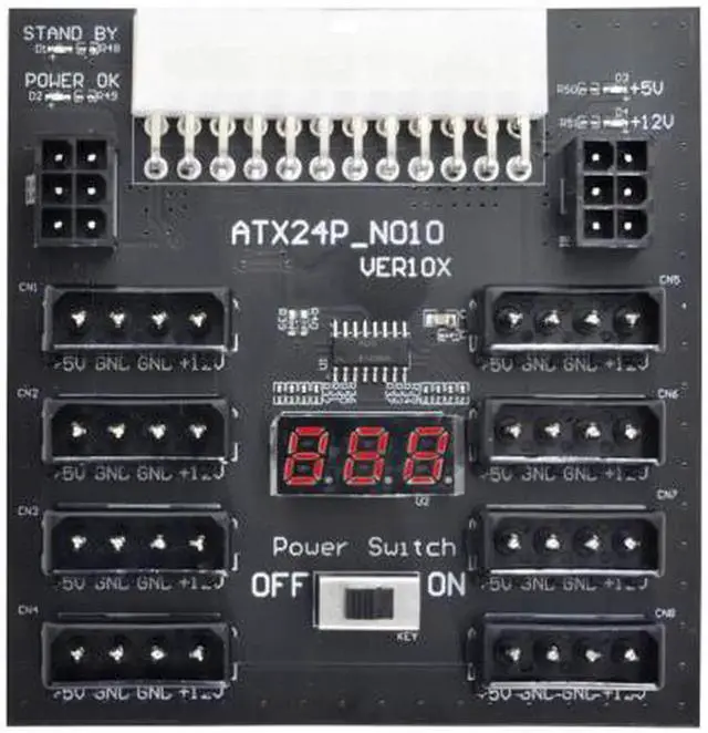 Alt view image 4 of 7 - ATX PSU Server Power Board 24Pin to IDE 8x 4Pin +2x 6Pin Power Supply Board for CHIA ETH BTC Mining Miner