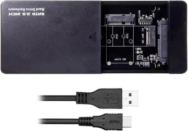 Alt view image 2 of 5 - Combo M.2 NGFF B-key & mSATA SSD to USB Type-C Converter Case Enclosure with Switch UC-209
