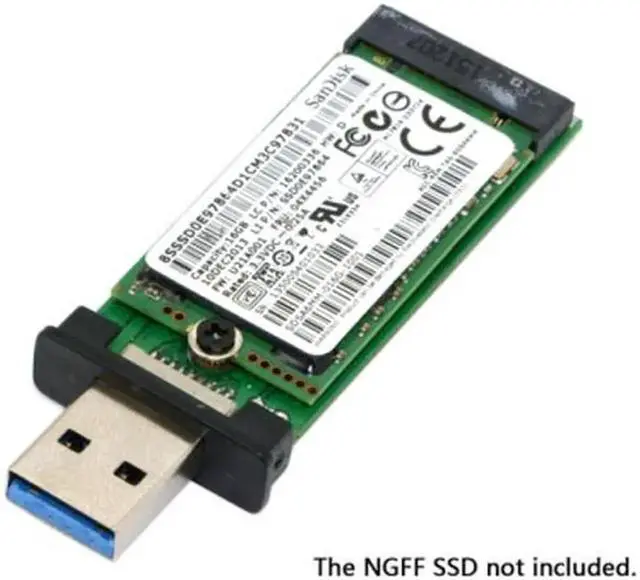 Alt view image 3 of 6 - 42mm NGFF M2 SSD to USB 3.0 External PCBA Conveter Adapter Card Flash Disk Type with Black Case U3-273-BK