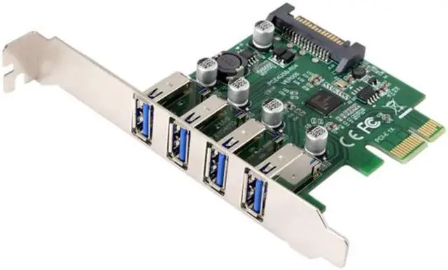 Alt view image 2 of 5 - Low Profile 4 Ports PCI-E to USB 3.0 HUB PCI Express Expansion Card Adapter 5Gbps for Motherboard U3-101