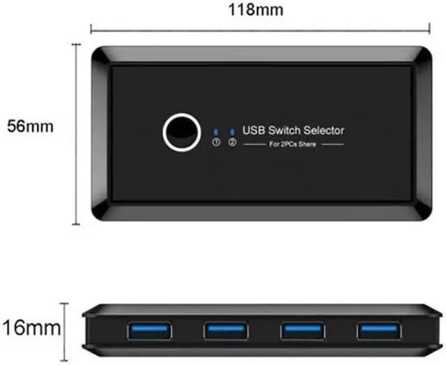Alt view image 5 of 7 - KVM USB 3.0 Switch Selector 2 Port PCs Sharing 4 Devices for Keyboard Mouse Scanner Printer