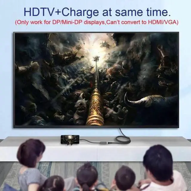 Alt view image 4 of 6 - USB-C Type C to Mini DP Displayport Monitor Converter Adapter 4K 2K 60hz with Female PD Power Port