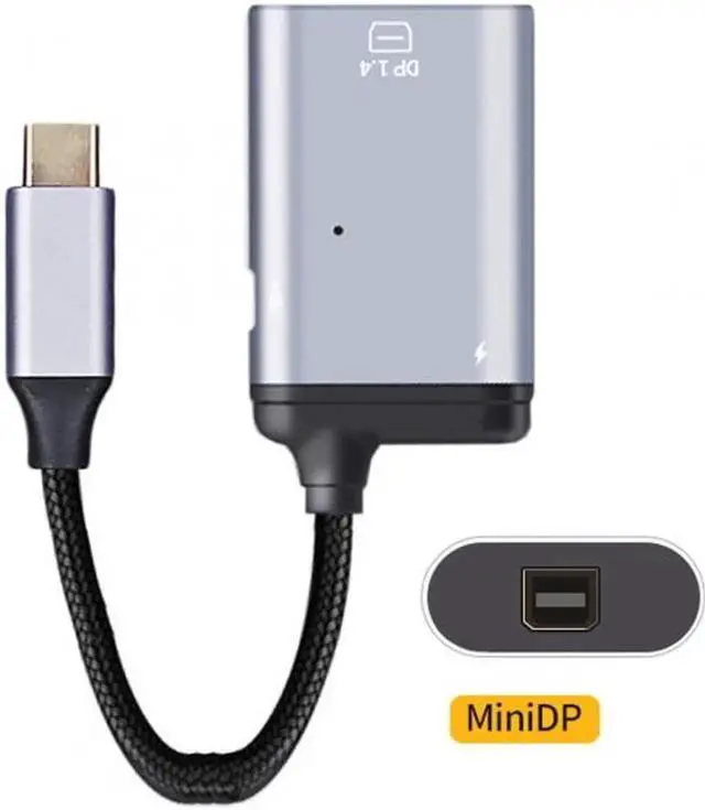 Alt view image 6 of 6 - USB-C Type C to Mini DP Displayport Monitor Converter Adapter 4K 2K 60hz with Female PD Power Port