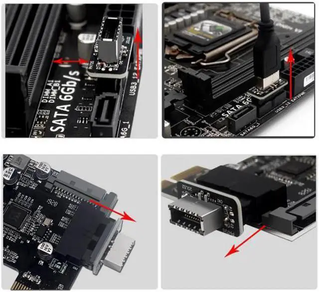 Alt view image 4 of 6 - Overmold USB 3.1 Front Panel Socket Key-A Type-E to USB 3.0 20Pin Header Male Extension Adapter