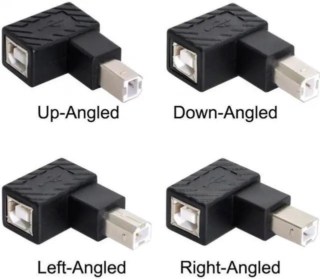 Alt view image 6 of 7 - 4Pcs USB 2.0 B Type Male to Female Extension Adapter Horizontal Vertical Angled 90 Degree for Disk Scanner