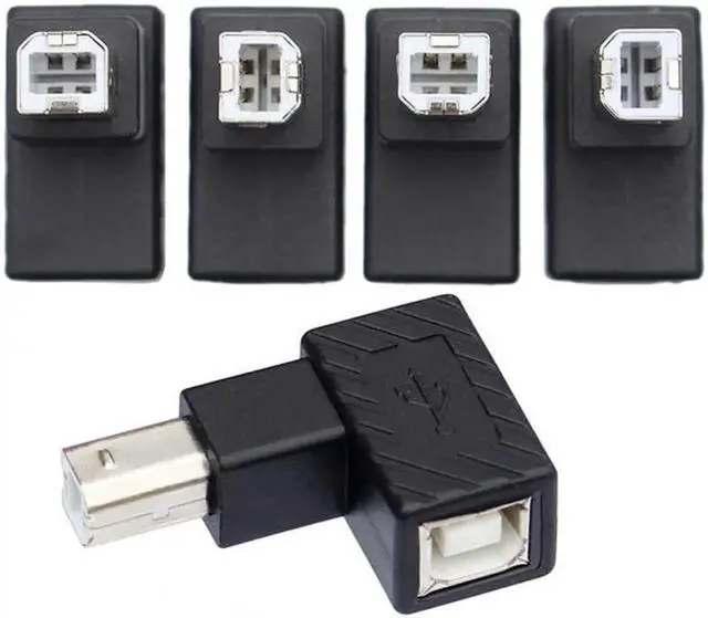 Alt view image 2 of 7 - 4Pcs USB 2.0 B Type Male to Female Extension Adapter Horizontal Vertical Angled 90 Degree for Disk Scanner