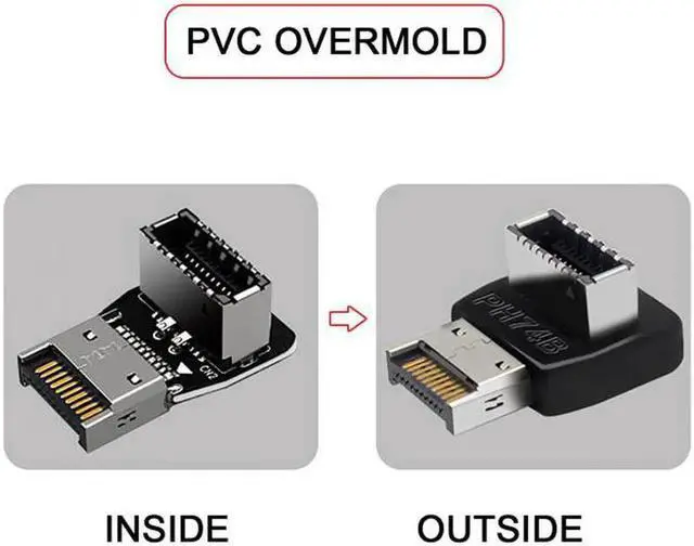 Alt view image 4 of 7 - 2pcs Overmold USB 3.1 Front Panel Header Male to Female Type-E Motherboard Extension Data Adapter