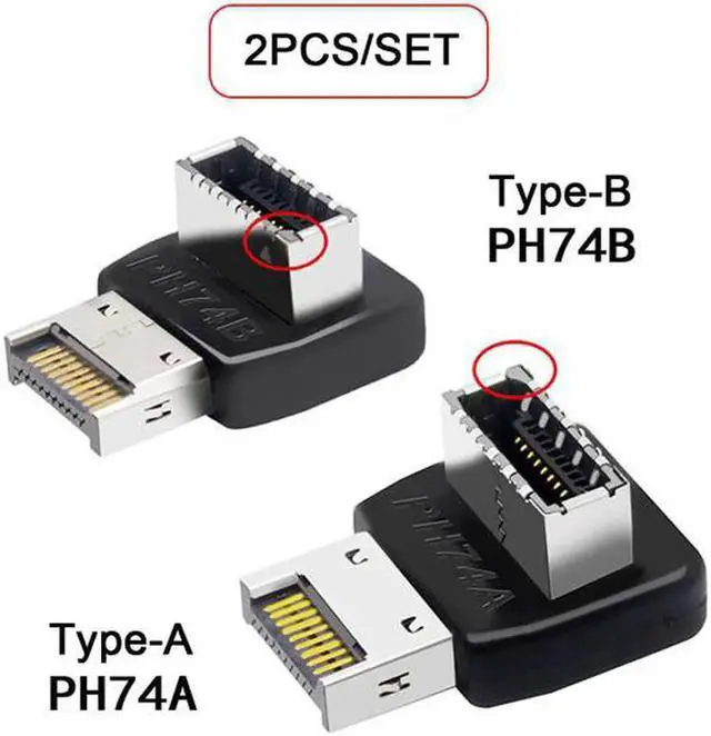 Alt view image 3 of 7 - 2pcs Overmold USB 3.1 Front Panel Header Male to Female Type-E Motherboard Extension Data Adapter