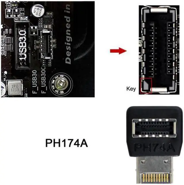 Alt view image 6 of 7 - 2pcs Overmold USB 3.1 Front Panel Header Male to Female Type-E Motherboard Extension Data Adapter