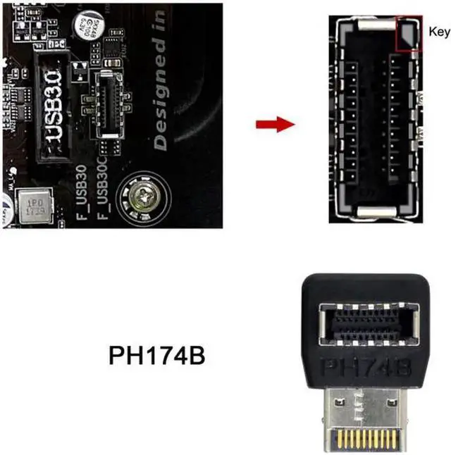 Alt view image 7 of 7 - 2pcs Overmold USB 3.1 Front Panel Header Male to Female Type-E Motherboard Extension Data Adapter