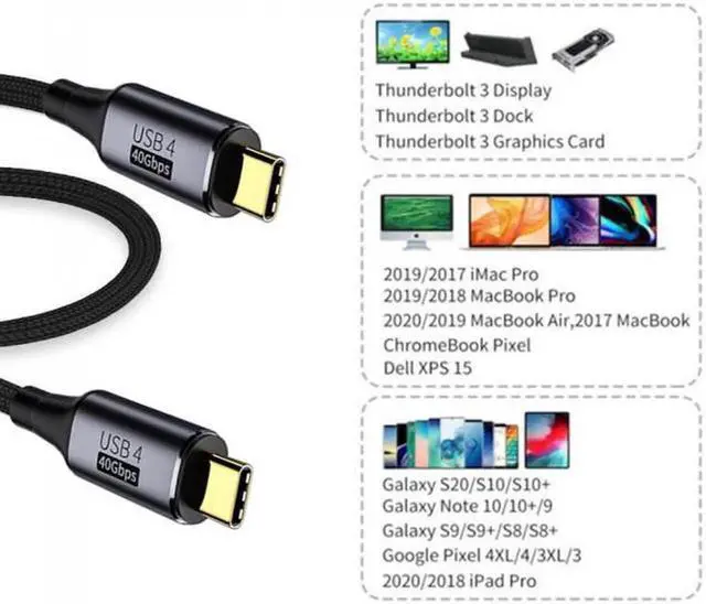 Alt view image 6 of 7 - 0.5M USB4 Cable 40Gbps with 100W Charging and 8K@60Hz 5K@60Hz USB4.0 Compatible with Thunderbolt3/4