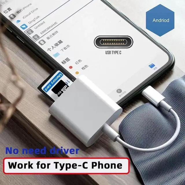 Alt view image 7 of 7 - USB 2.0 Type C USB-C to TF Micro SD SDXC SDHC Card Reader Adapter Compatible with Macbook Laptop Tablet Phone