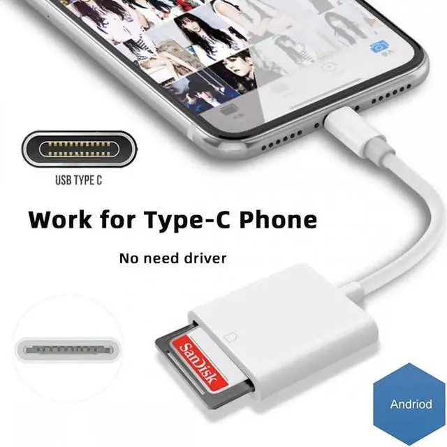 Alt view image 6 of 7 - USB 2.0 Type C USB-C to Standard SD SDXC SDHC Card Reader Adapter Compatible with Macbook Laptop Tablet Phone