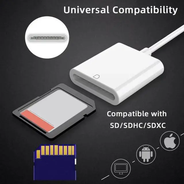 Alt view image 7 of 7 - USB 2.0 Type C USB-C to Standard SD SDXC SDHC Card Reader Adapter Compatible with Macbook Laptop Tablet Phone