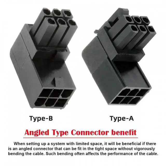 Alt view image 3 of 7 - 2pcs/lot ATX 6Pin Male to Female 90 Degree Up Down Angled Power Header Adapter for GPU Graphics Card