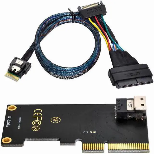 Alt view image 4 of 7 - PCI-E 3.0 4.0 to SFF-8654 Slimline SAS Card Adapter and U.2 U2 SFF-8639 NVME PCIe SSD Cable for Mainboard SSD