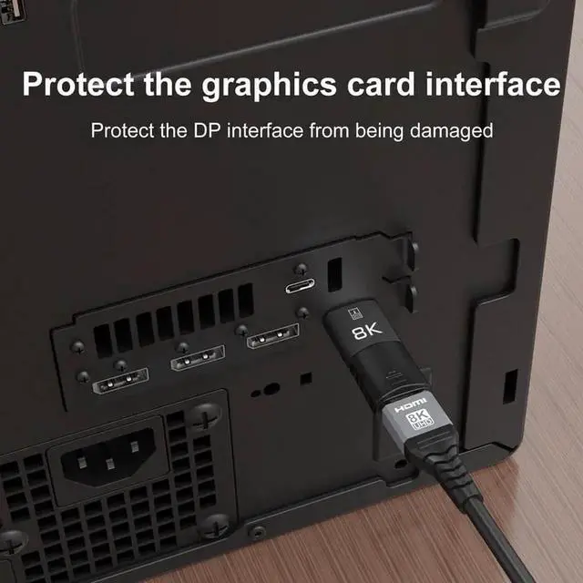 Alt view image 6 of 7 - 8K DisplayPort (DP) to HDMI Adapter, 8K@30Hz Gold-Plated Display Port PC to HDMI Screen Converter (Male to Female) Compatible with HP, Dell, NVIDIA, AMD & More, Passive, Black