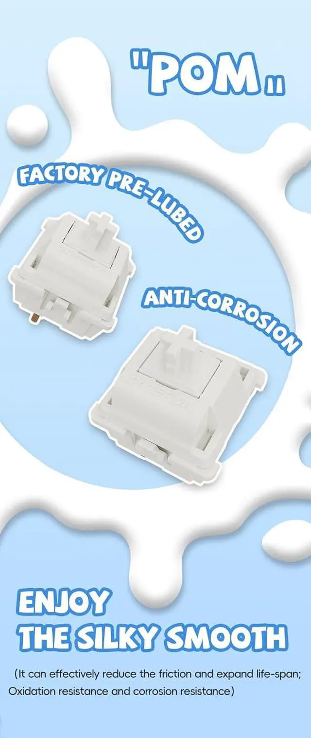 Alt view image 4 of 6 - GATERON Smoothie Keyboard Switches, Linear RGB LED 5 Pin White 22mm Dual-Stage Spring Factory Pre-lubed 40gf Full POM Key Switches for MX Mechanical Keyboard(35PCS)