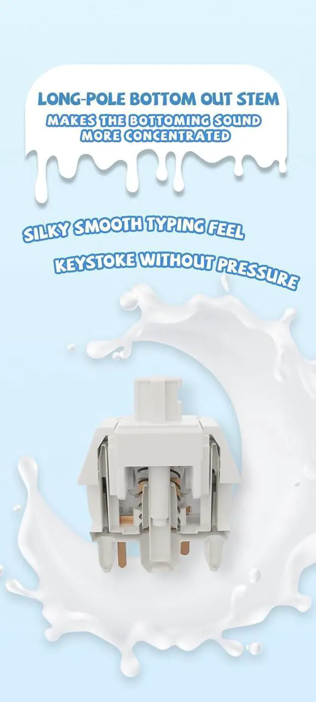 Alt view image 6 of 6 - GATERON Smoothie Keyboard Switches, Linear RGB LED 5 Pin White 22mm Dual-Stage Spring Factory Pre-lubed 40gf Full POM Key Switches for MX Mechanical Keyboard(35PCS)