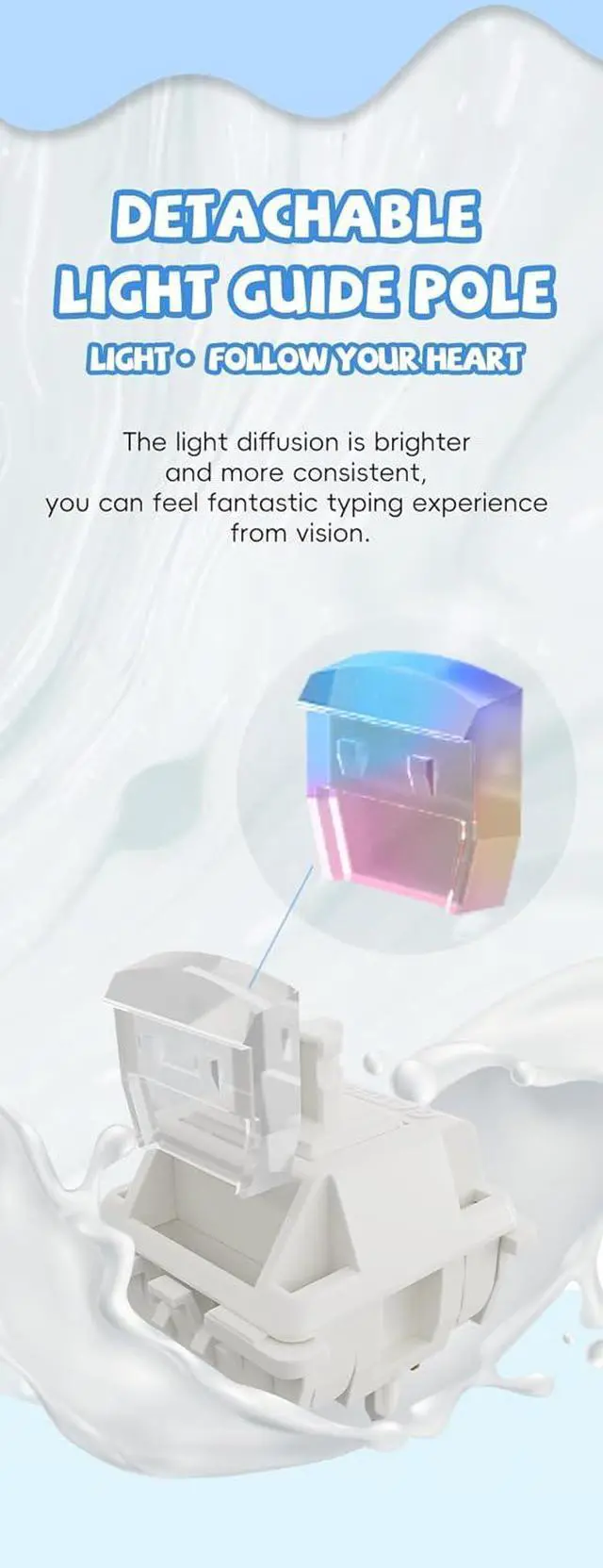 Alt view image 2 of 6 - GATERON Smoothie Keyboard Switches, Linear RGB LED 5 Pin White 22mm Dual-Stage Spring Factory Pre-lubed 40gf Full POM Key Switches for MX Mechanical Keyboard(35PCS)