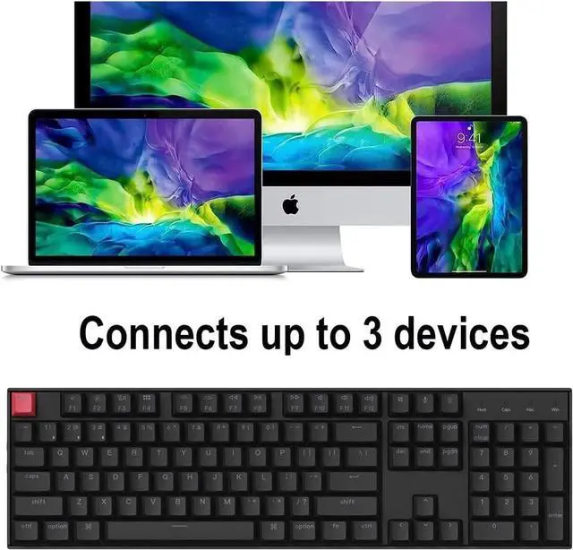 Alt view image 6 of 7 - Keychron K10 Version 2, QMK Wireless Mechanical Gaming Keyboard, Full Size Hot-swappable Super Banana Switch, RGB Bluetooth/USB-C Wired Professional Office Keyboard for Mac/Windows